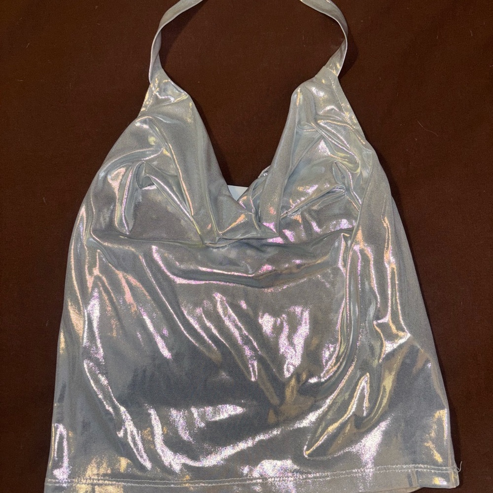 Forever 21 Silver Backless Fitted Tank Top